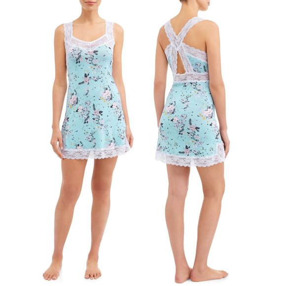 Honeydew Intimates Ahna Chemise Keyhole Lace Back Mint Tea Floral M - Picture 4 of 12